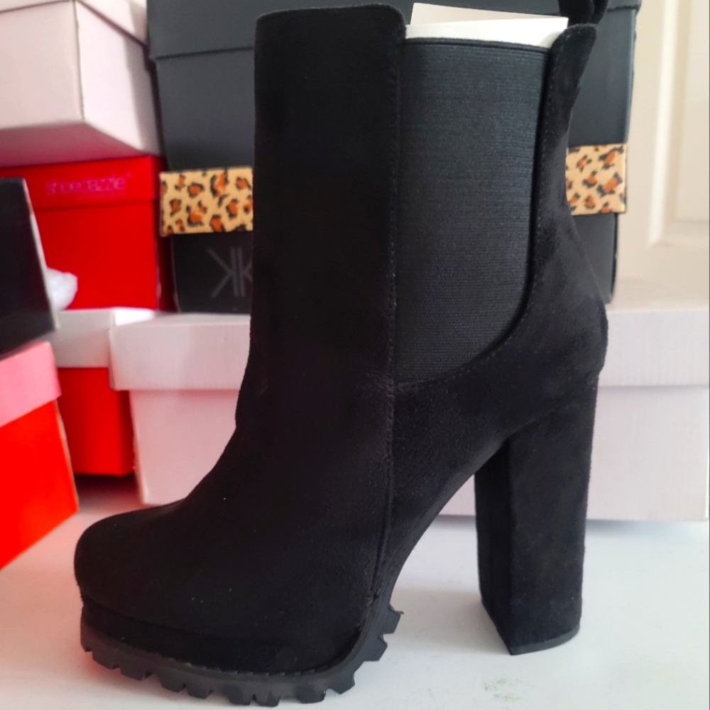 Black suede boots